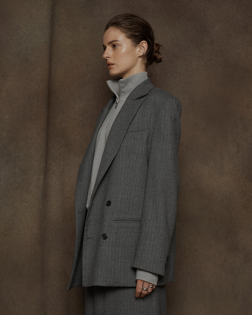 Womens Grey Pinstripe