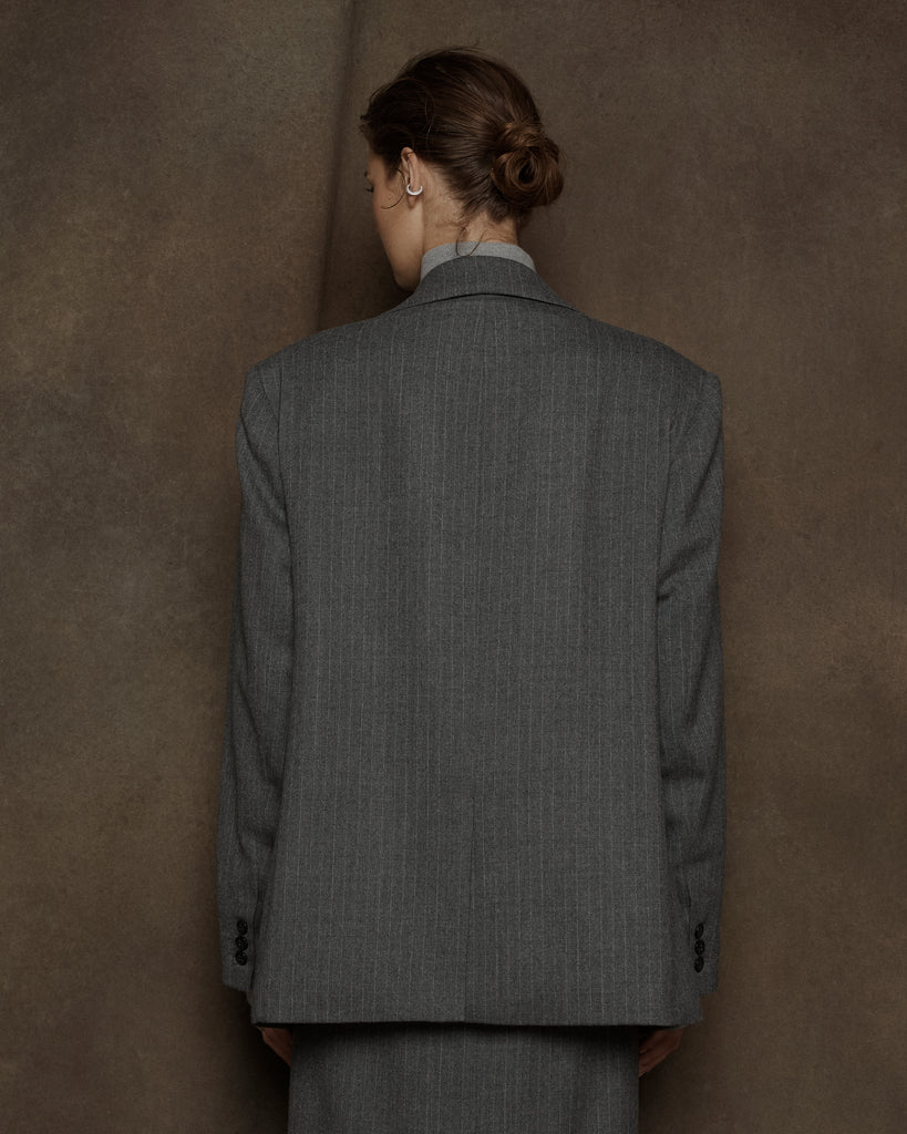 Womens Grey Pinstripe