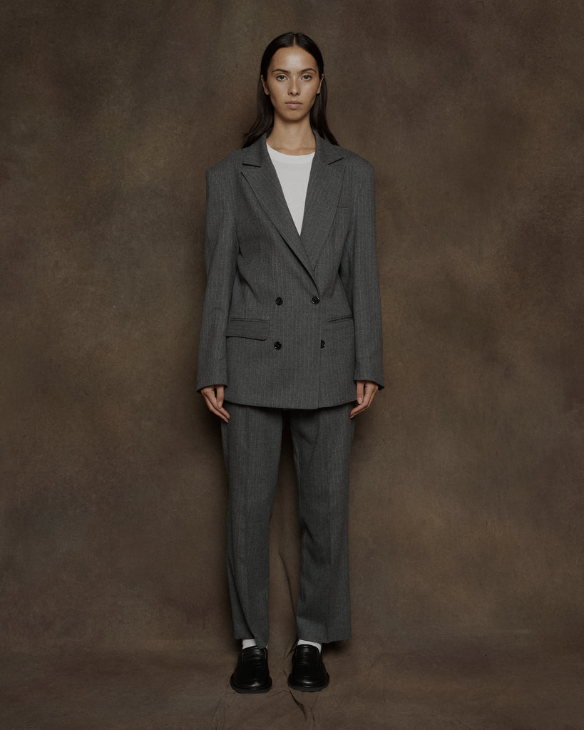 Womens Grey Pinstripe