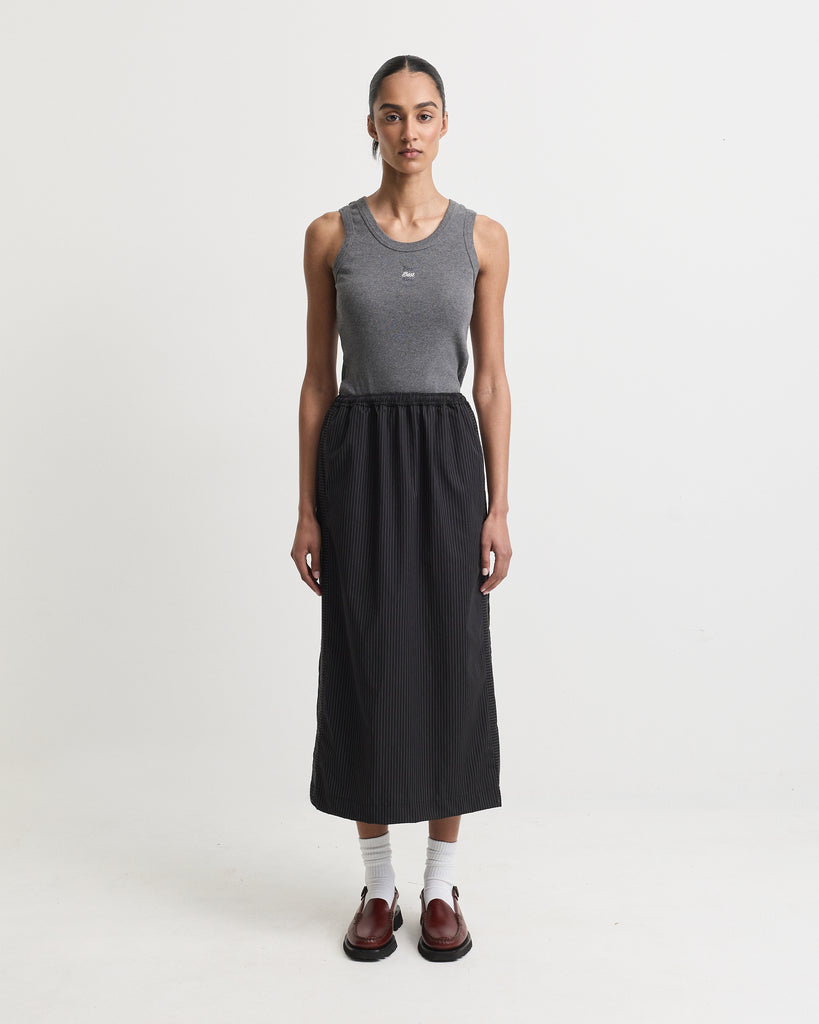 Womens Black Pinstripe