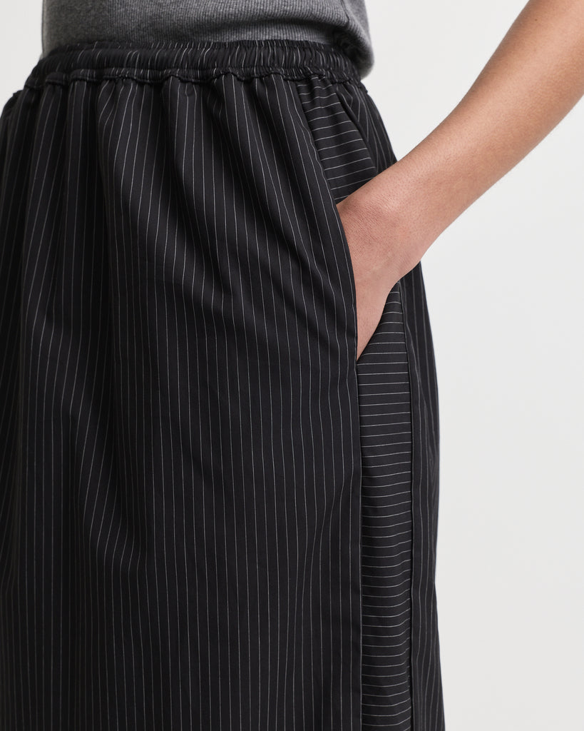 Womens Black Pinstripe