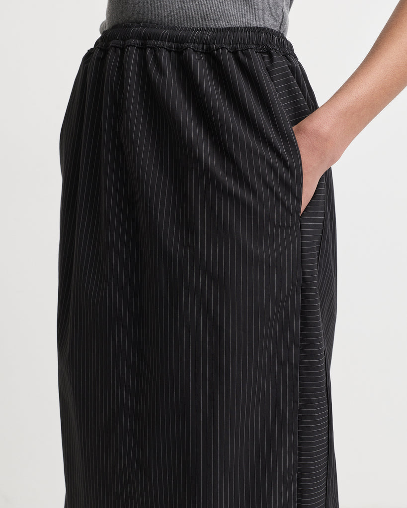 Womens Black Pinstripe