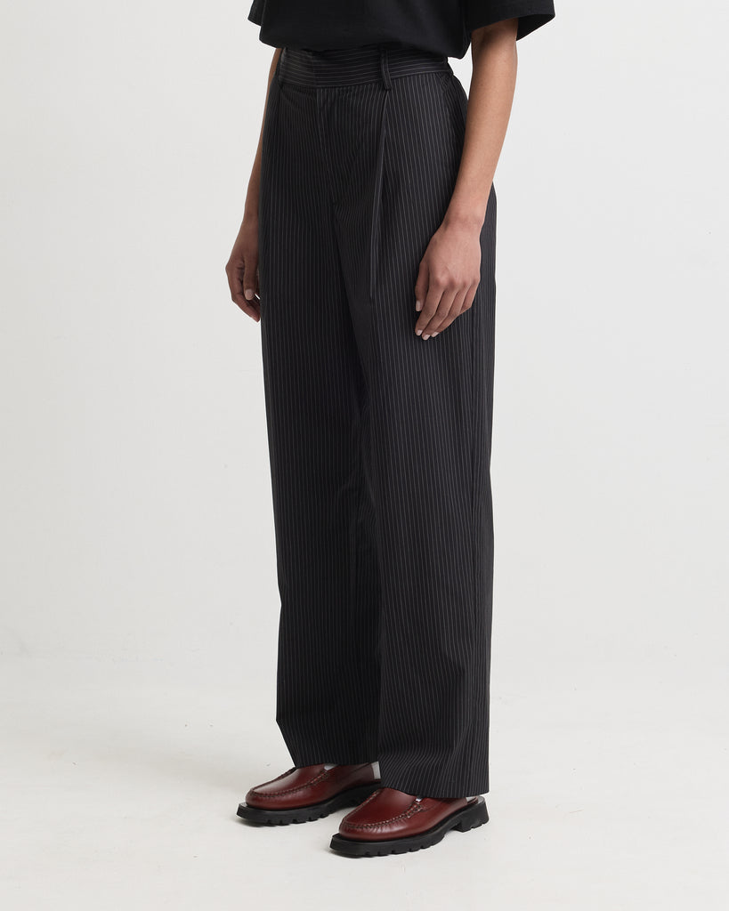 Womens Black Pinstripe